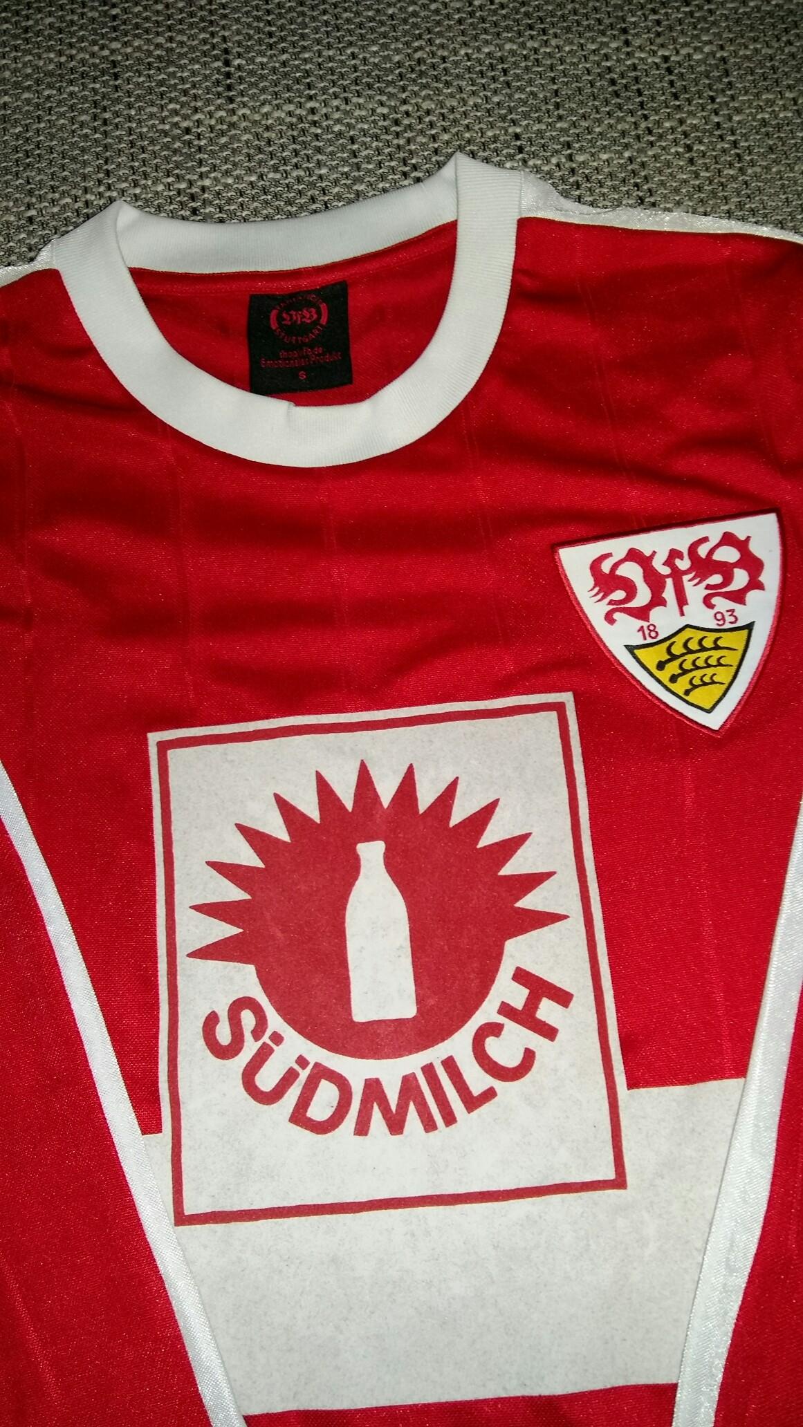 Score Draw VfB Stuttgart Retro Trikot Südmilch Auswärts 1990 rot NEU 82486 