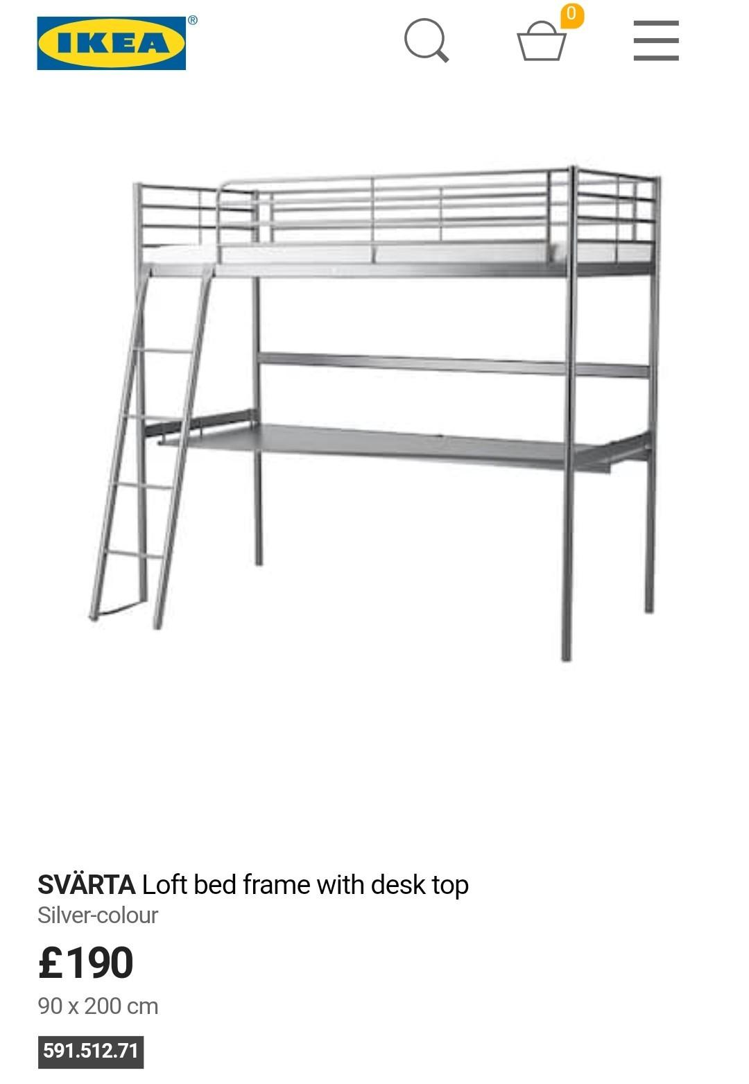 Ikea Svarta Loft Bed Desk Top In Bn17, Ikea Svarta Bunk Bed Parts