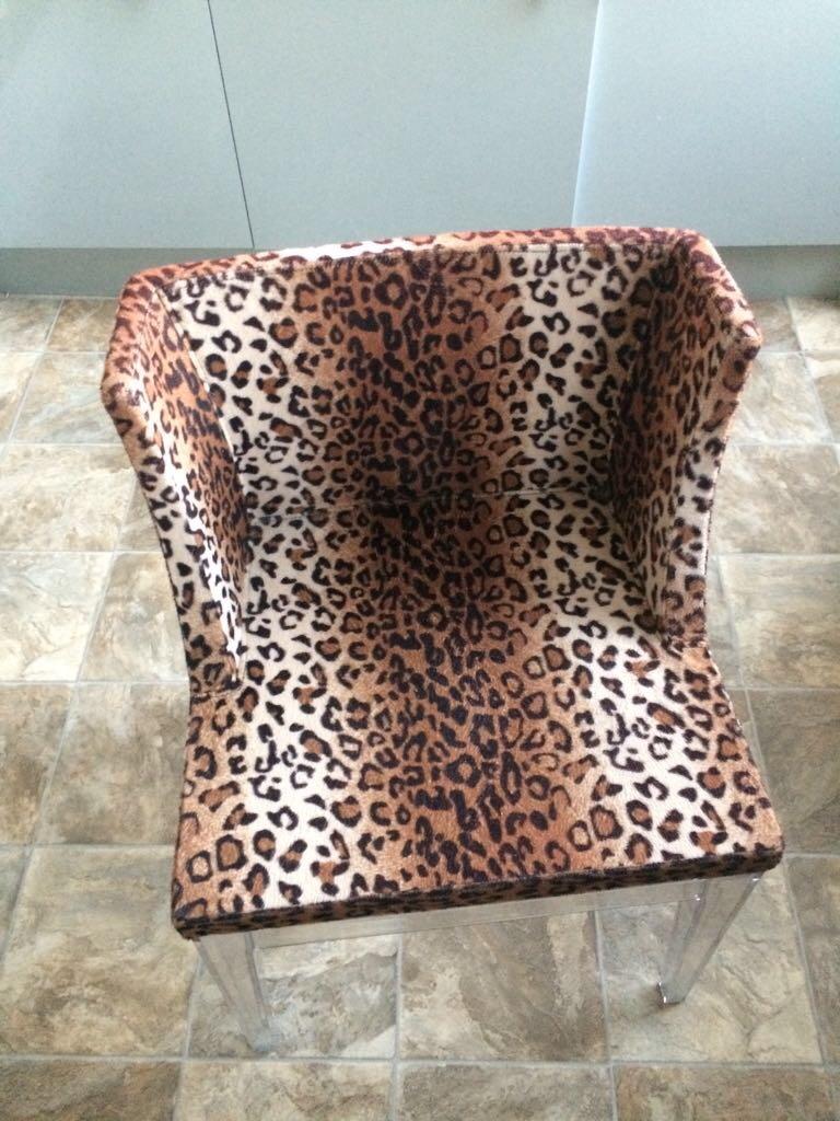 Leopard Print Acrylic Vanity Chair In, Animal Print Vanity Chair
