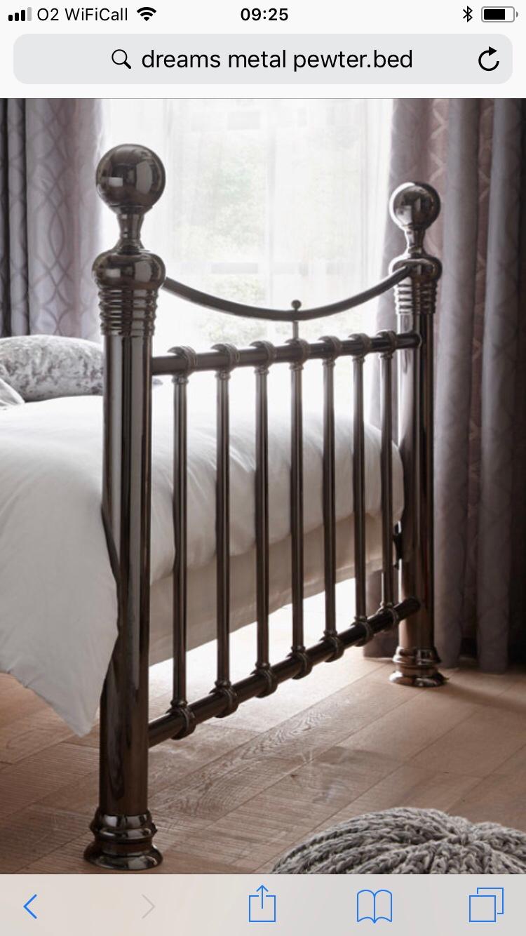 Gorgeous Dreams Metal Pewter Double Bed, Pewter Metal Bed Frame