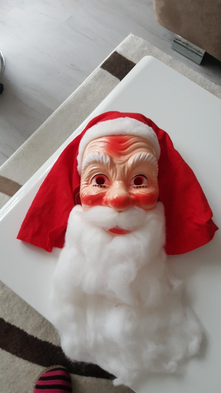 Maske Nikolaus Weihnachtsmann Plüschbart Filzkapuze 