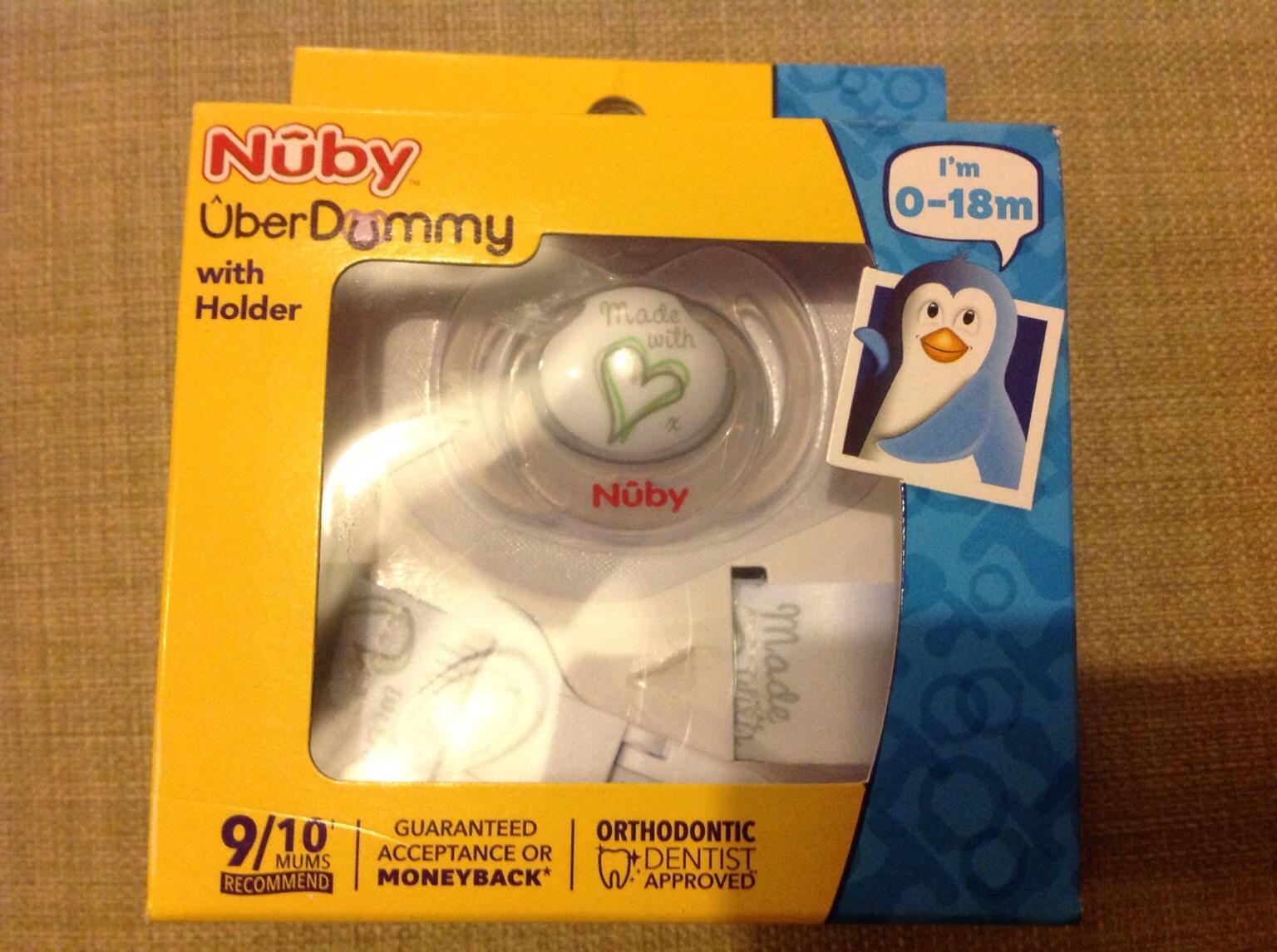 Nuby Baby Uber Dummy With holder 0-18 Months BRAND NEW IN BOX FREE POSTAGE!! 