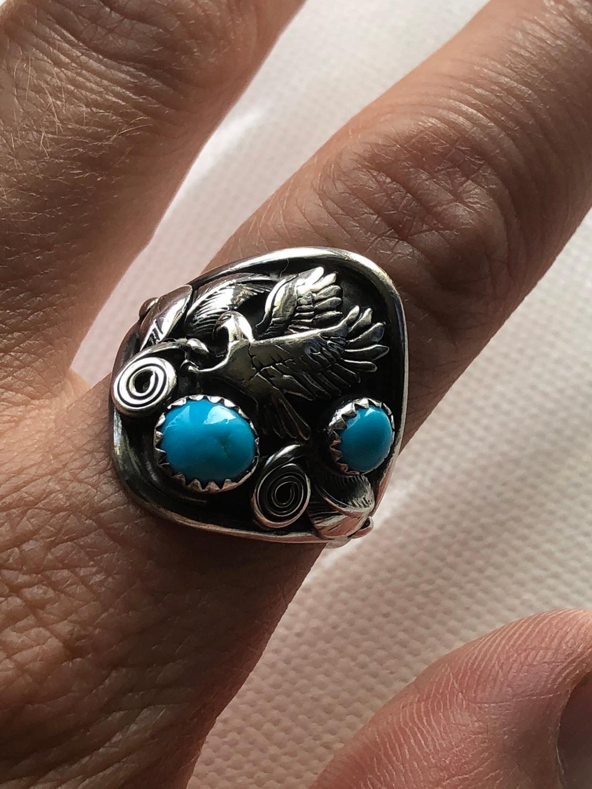 Indianerschmuck Navajo Ring Adler Silber 