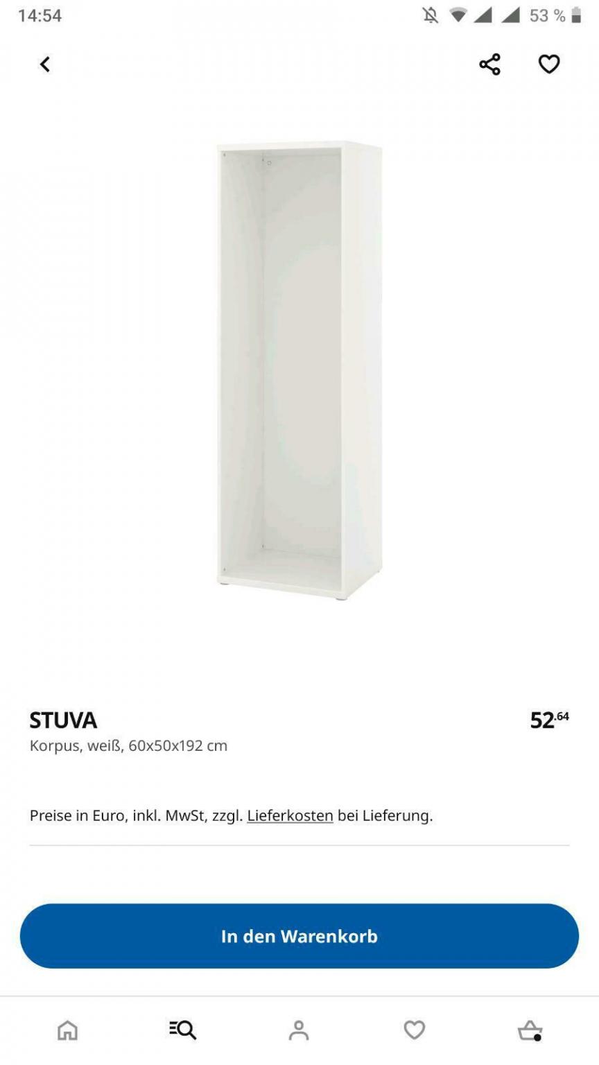 WEISS 60x50x192 cm 301.573.77 NEU OVP IKEA STUVA KORPUS 