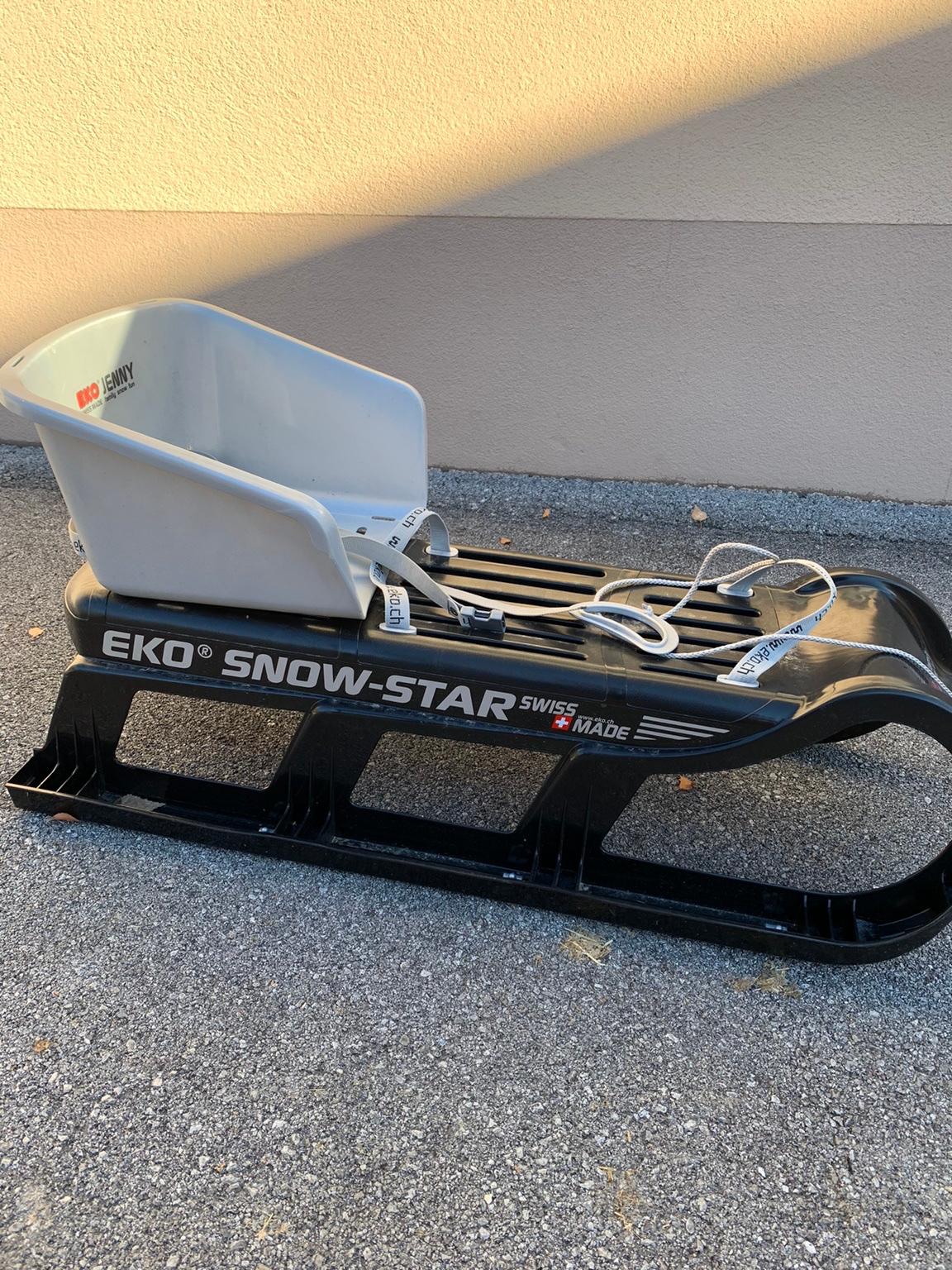 Schlitten EKO Snow-Star 100 V Kunststoff Familienschlitten perlblau verstärkt 