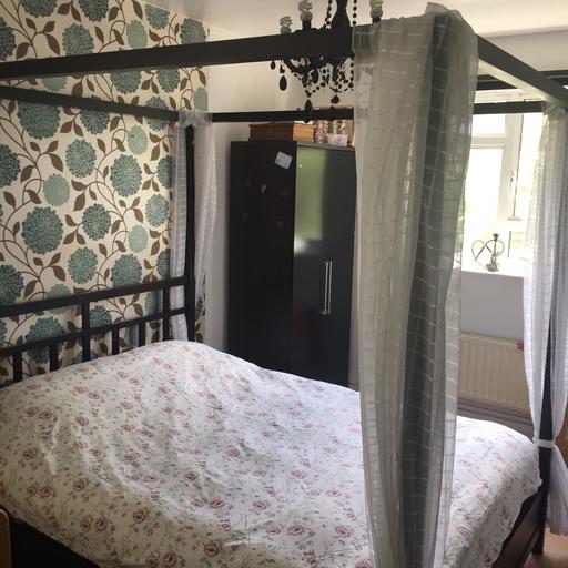 Next 4 Poster King Size Bed In Black, Black Four Poster Bed King Size