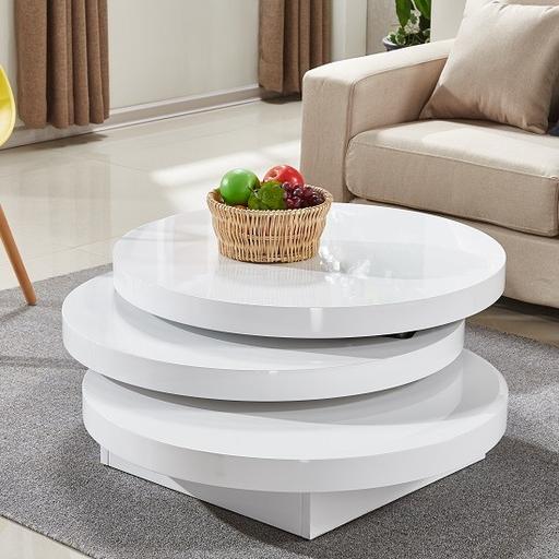 White Rotating Coffee Table Round In, Rotating Coffee Table Round