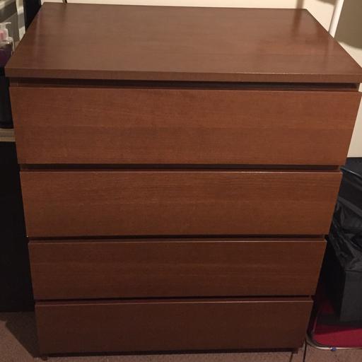 Chest Of 4 Drawers Malm Brown Stained, Ikea 4 Drawer Dresser Brown