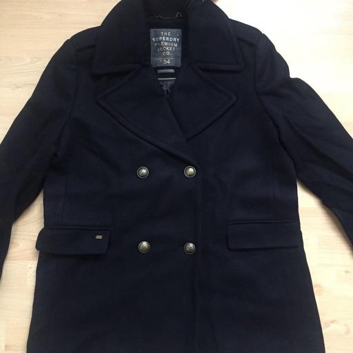 New Superdry Womens Peacoat Navy Size, Womens Superdry Classic Pea Coat Navy Blue