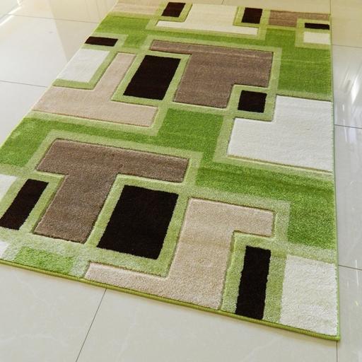 Lime Green Large Rug Brand New Soft, Dark Brown And Lime Green Rug