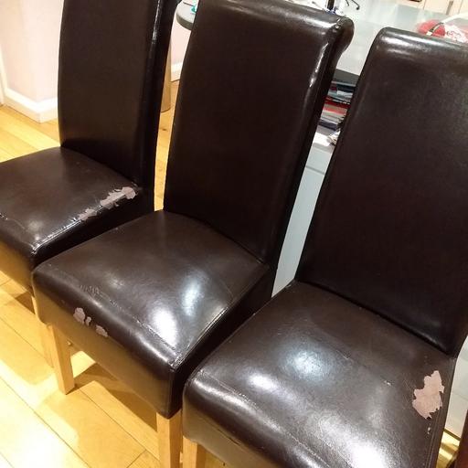 Damaged Leather Bonded Dining Chairs, Repairing Faux Leather Dining Chairs