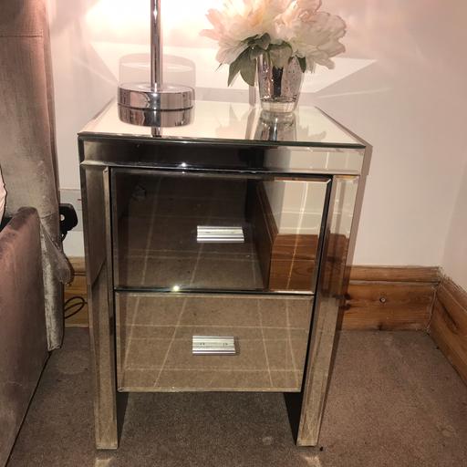Dunelm Mirrored Bedside Table In Mk16, Mirrored Side Table Dunelm