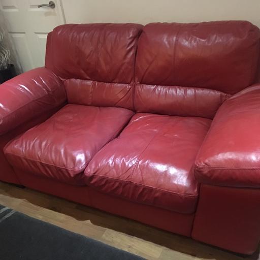 Red Leather Sofa In Hd8 Kirklees, Used Red Leather Sofa