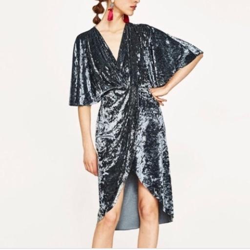Zara Crossover Wrap Velvet Midi Dress ...