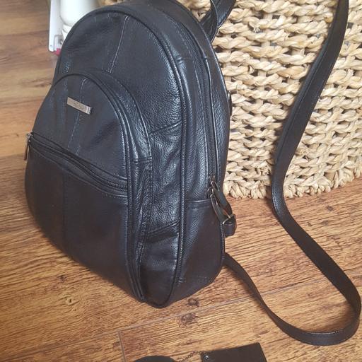 Rucksack 1948 Lorenz Unisex Genuine Leather Black Backpack