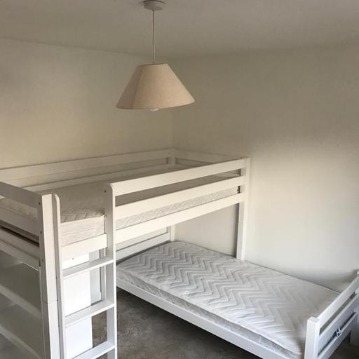 L Shaped Bunk Bed White With Bookshelf, L Shaped Bunk Beds Ikea Uk