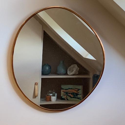 Rose Gold Oliver Bonas Pebble Mirror In, Rose Gold Round Pebble Wall Mirror Large