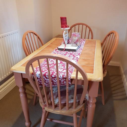 Terracotta Ceramic Tiled Dining Table, Terracotta Dining Room Chairs