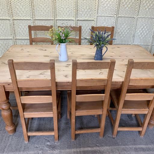 7ft Farmhouse Dining Table 8 Chairs, Farmhouse Dining Table Set For 8 With Bench