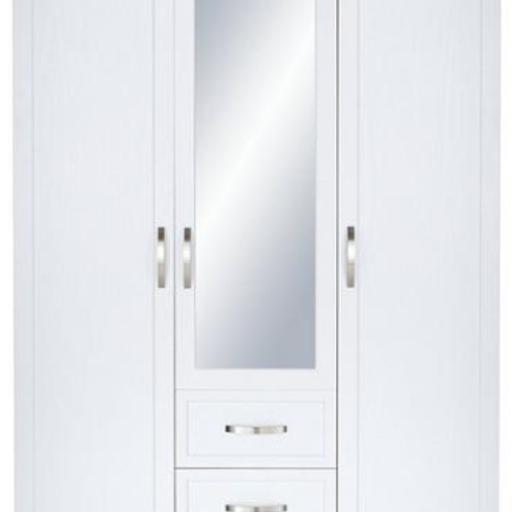Drawer Mirrored Wardrobe, Camberley 2 Sliding Door Mirrored Wardrobe White