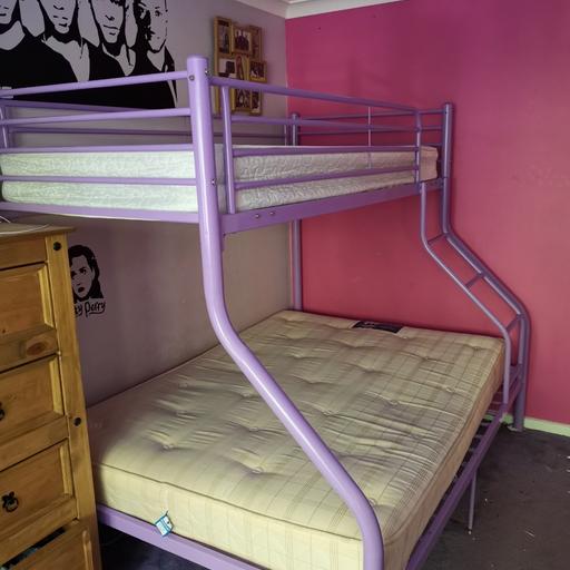 Lilac Triple Metal Bunk Bed In North, Bunk Beds Double Bottom Single Top Metal