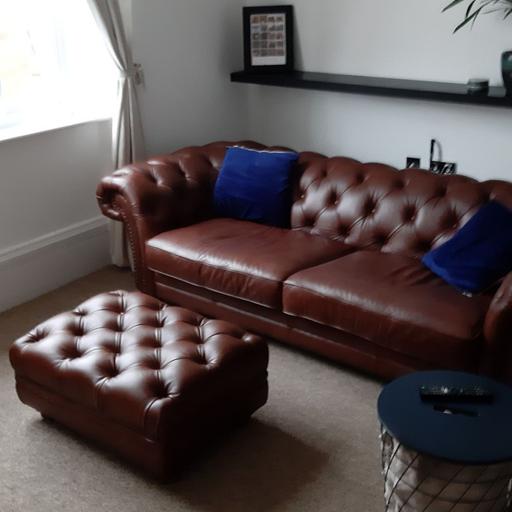 Leather Chesterfield Three Seater Sofa, Hutchinson Leather Sofa