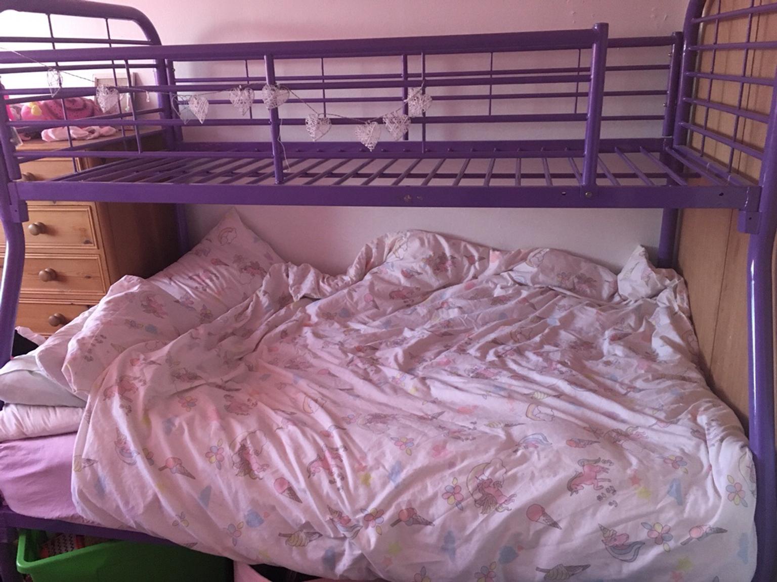 Purple Triple Bunk Bed In Bb2 Blackburn, Purple Metal Bunk Bed