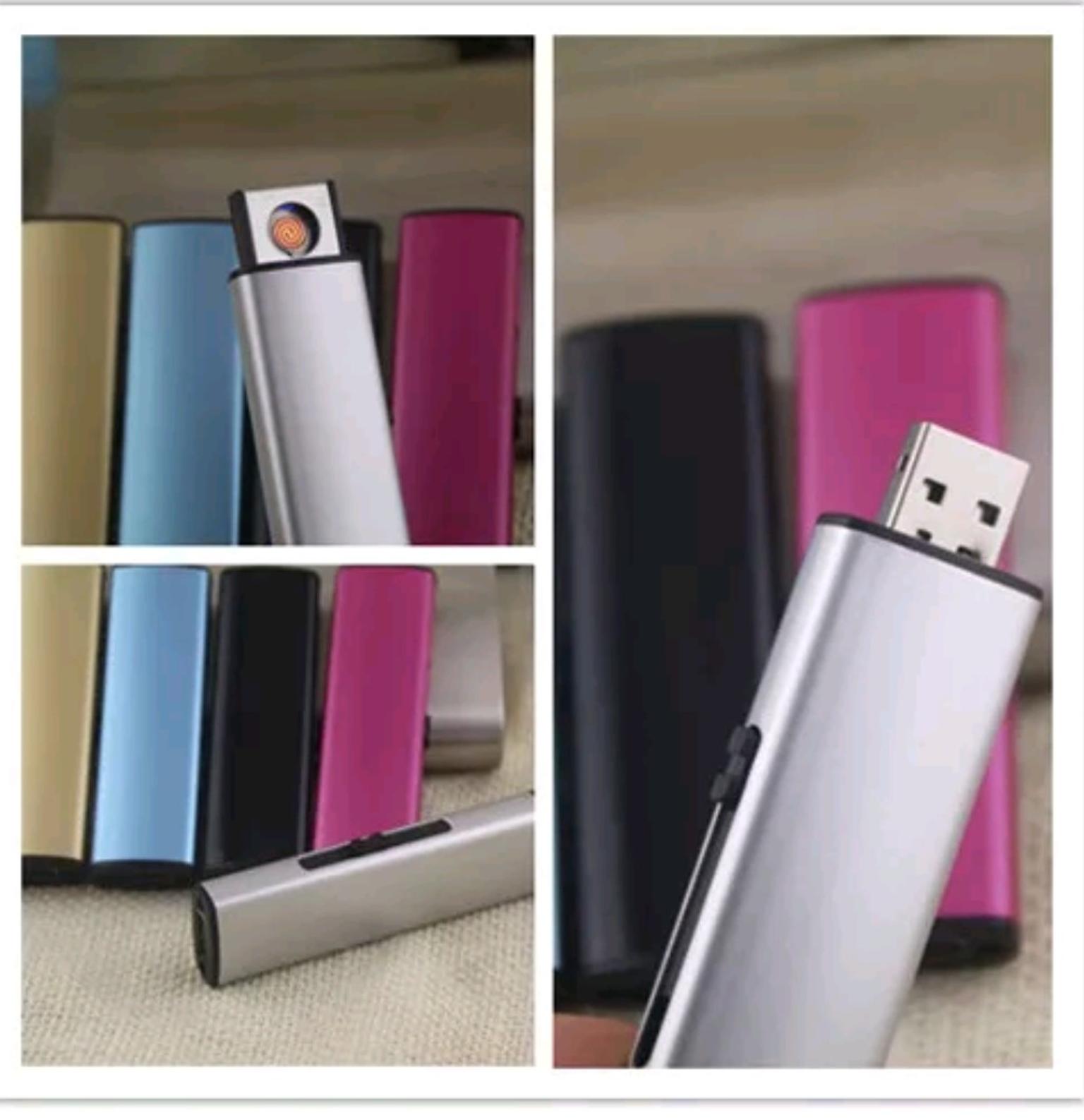 USB Feuerzeug Zigarettenanzünder Glühspirale Elektrisch Wiederaufladbar Silber 