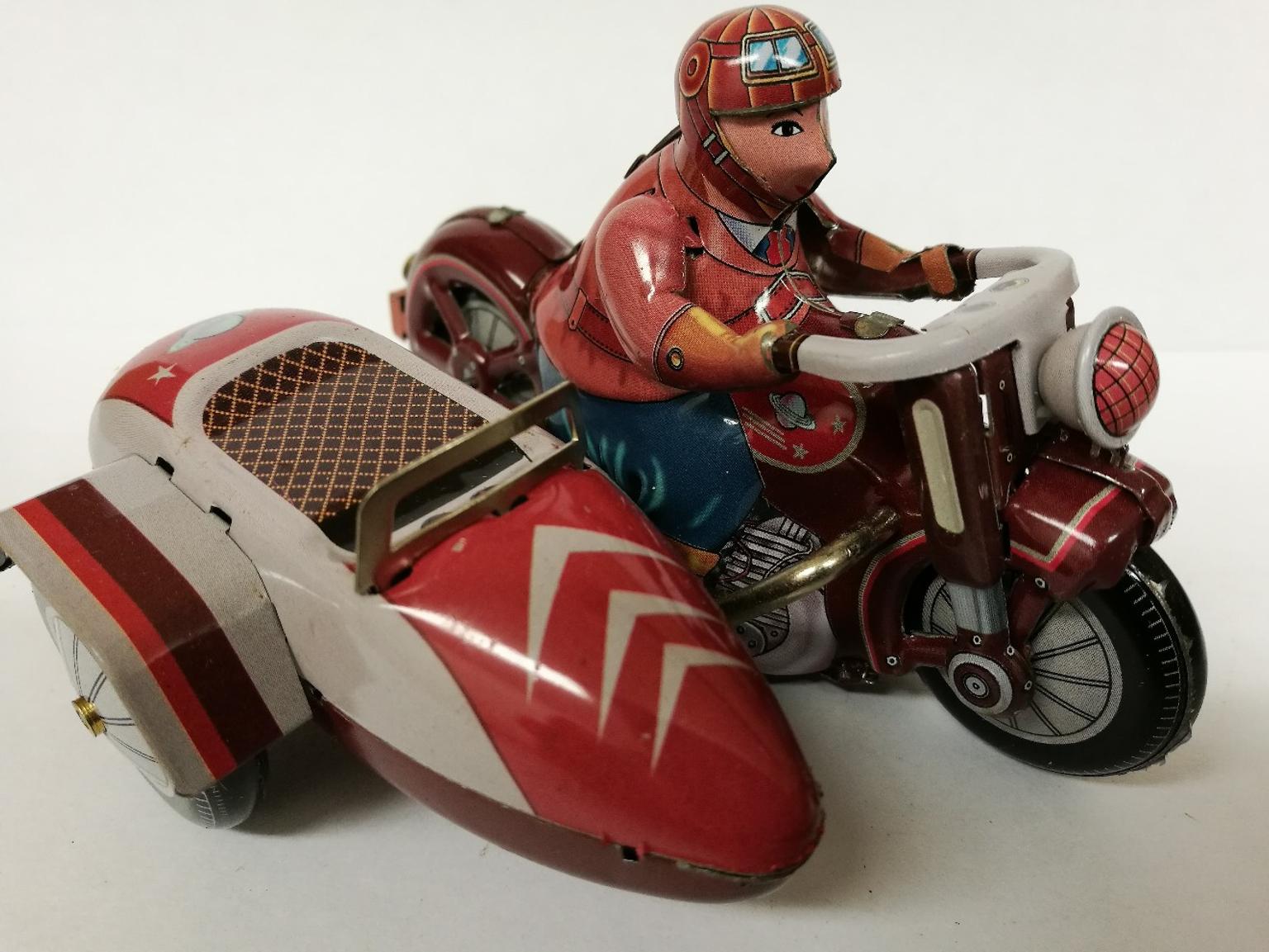 Blechspielzeug Motorrad rot zum Aufziehen 