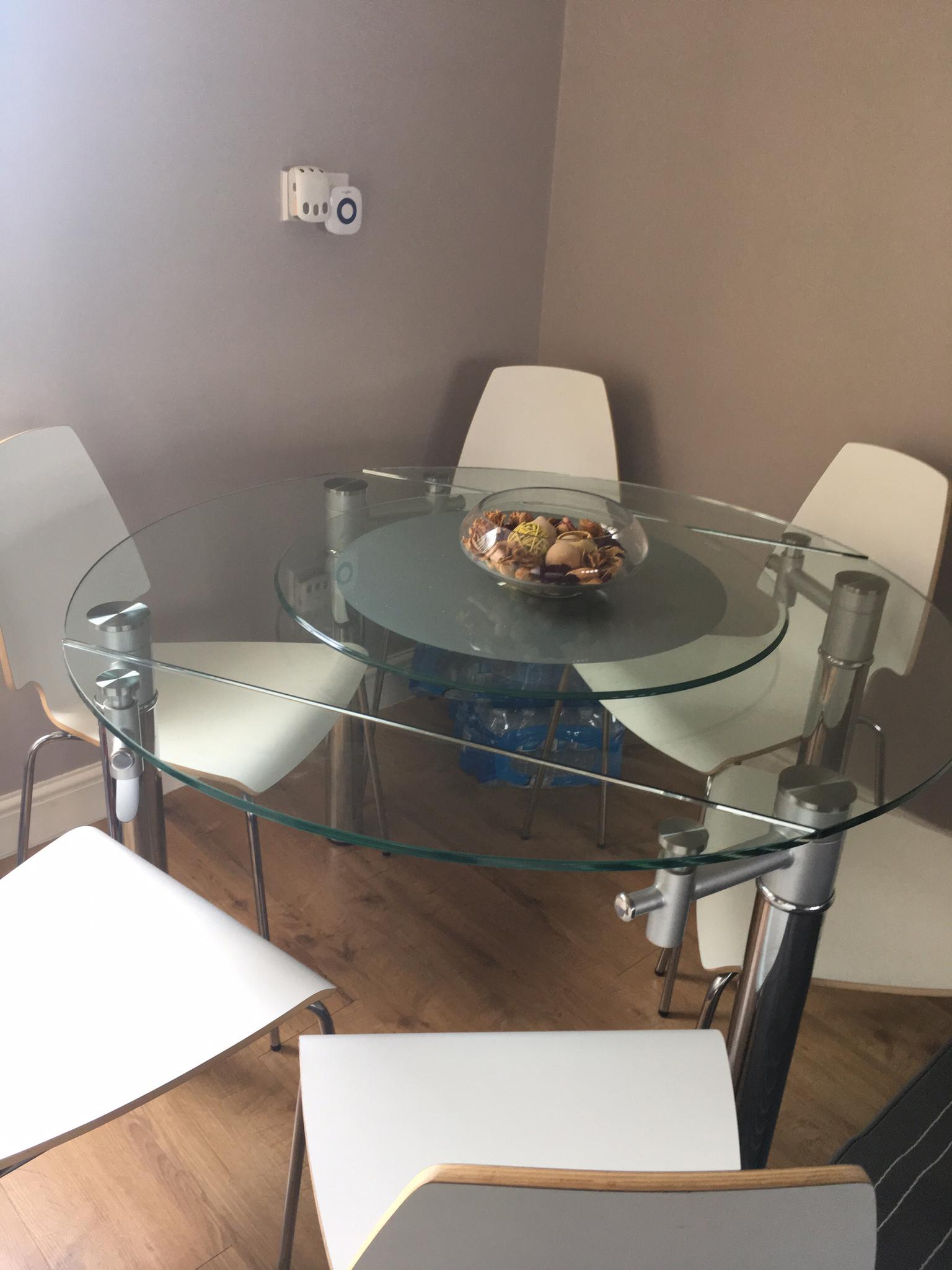 80cm 120cm Round Glass Extending Dining, 80cm Round Glass Dining Table And Chairs