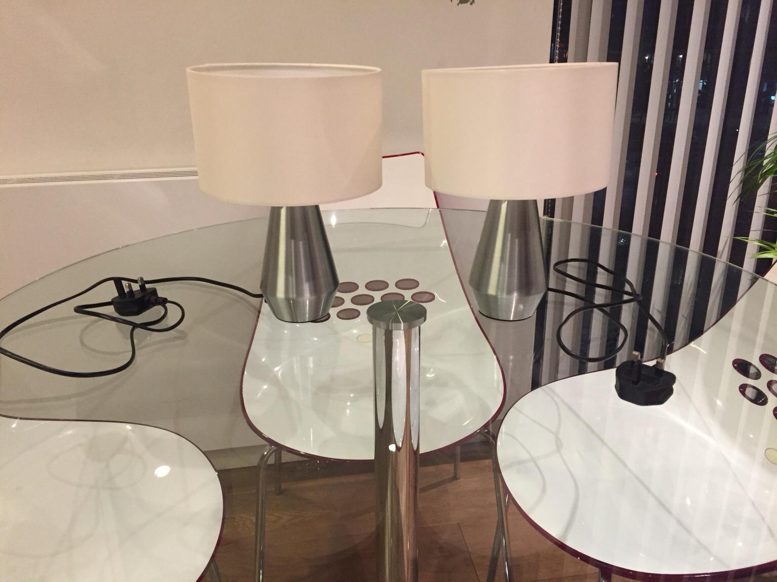 Habitat Pair Of Silver Metal Touch, Habitat Maya Set Of 2 Touch Base Table Lamps