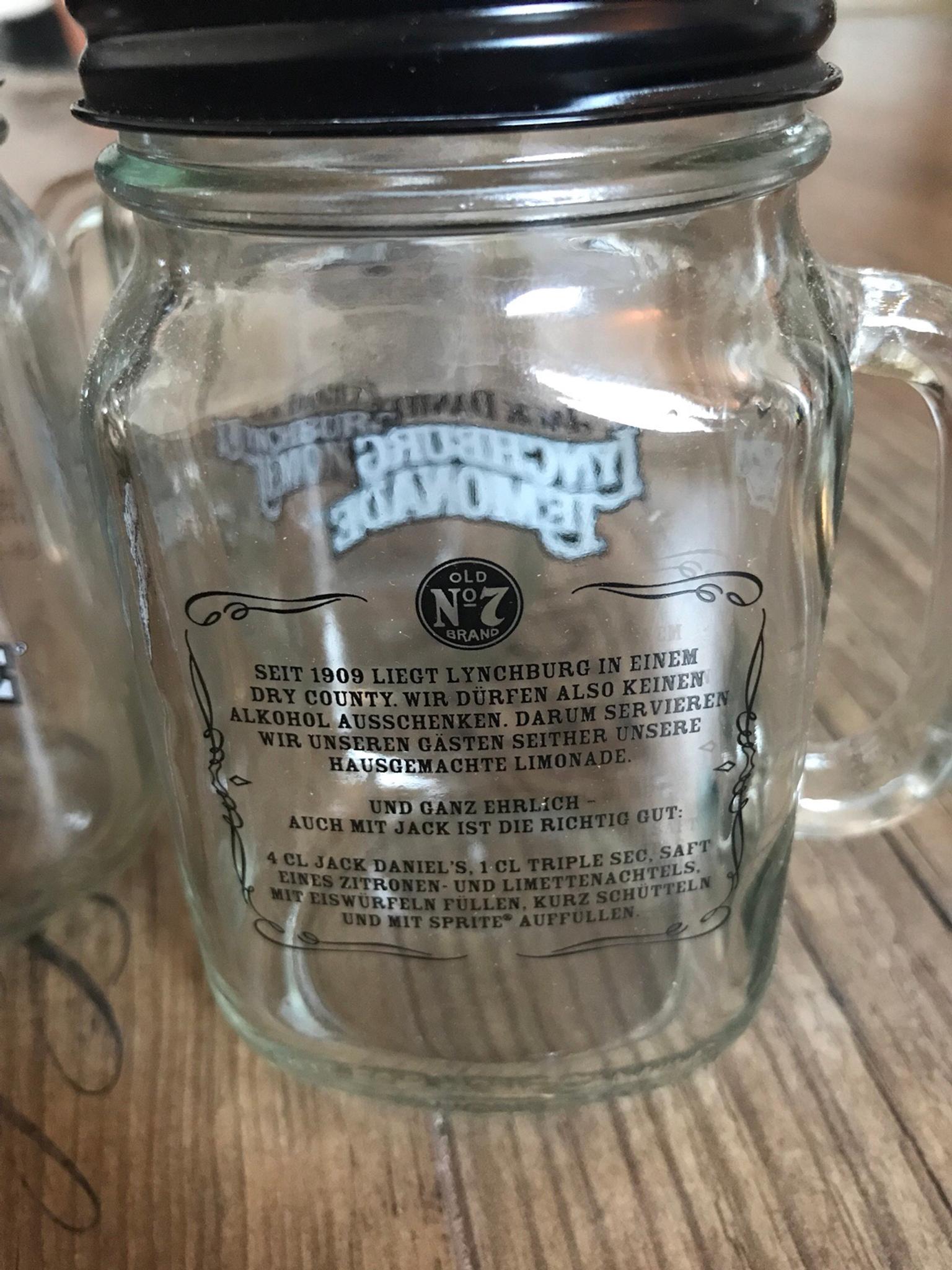 6er Set Jack Daniels Gläser Lynchburg Lemonaden Glas mit Deckel