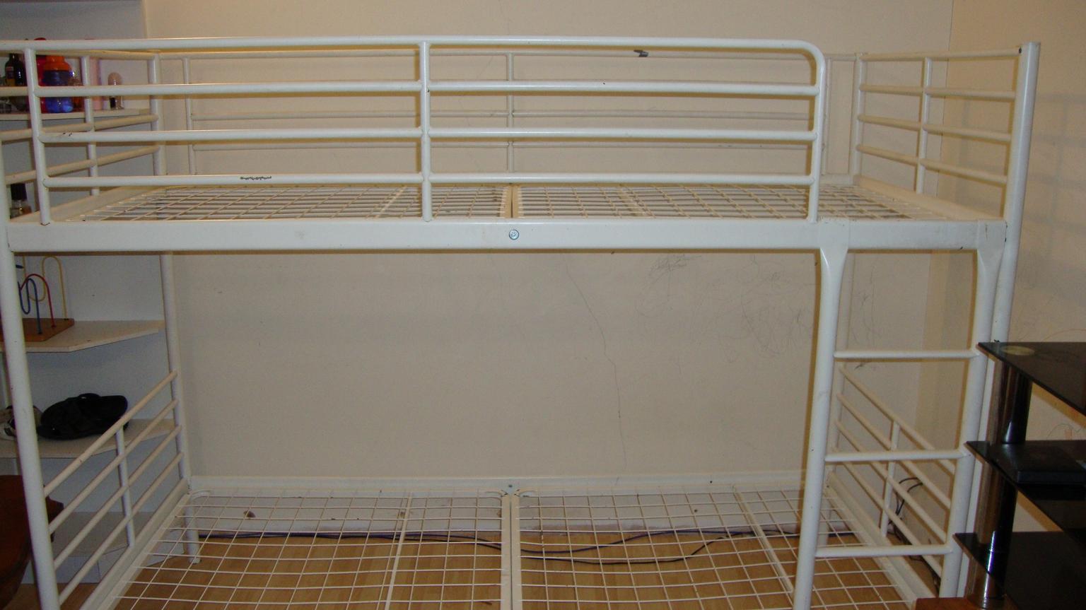 Ikea Tromso White Bunk Bed Frame With, Ikea Metal Frame Bunk Bed Instructions