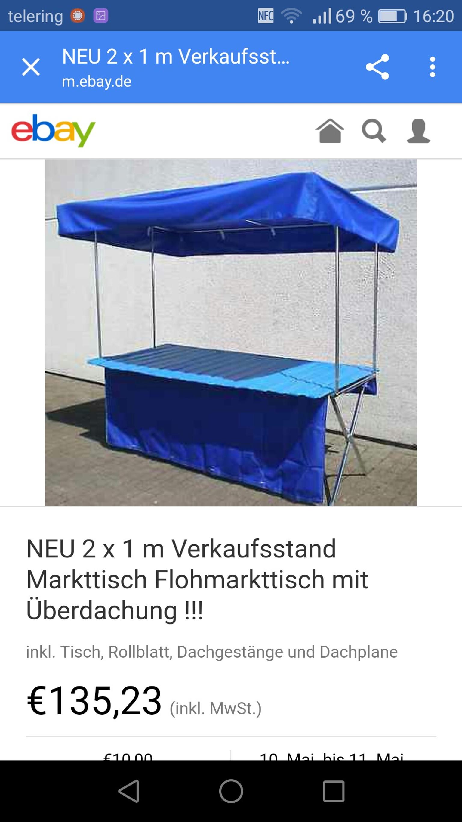 NEU 2 x 1 m Verkaufsstand Markttisch Flohmarkttisch mit Überdachung !!! 