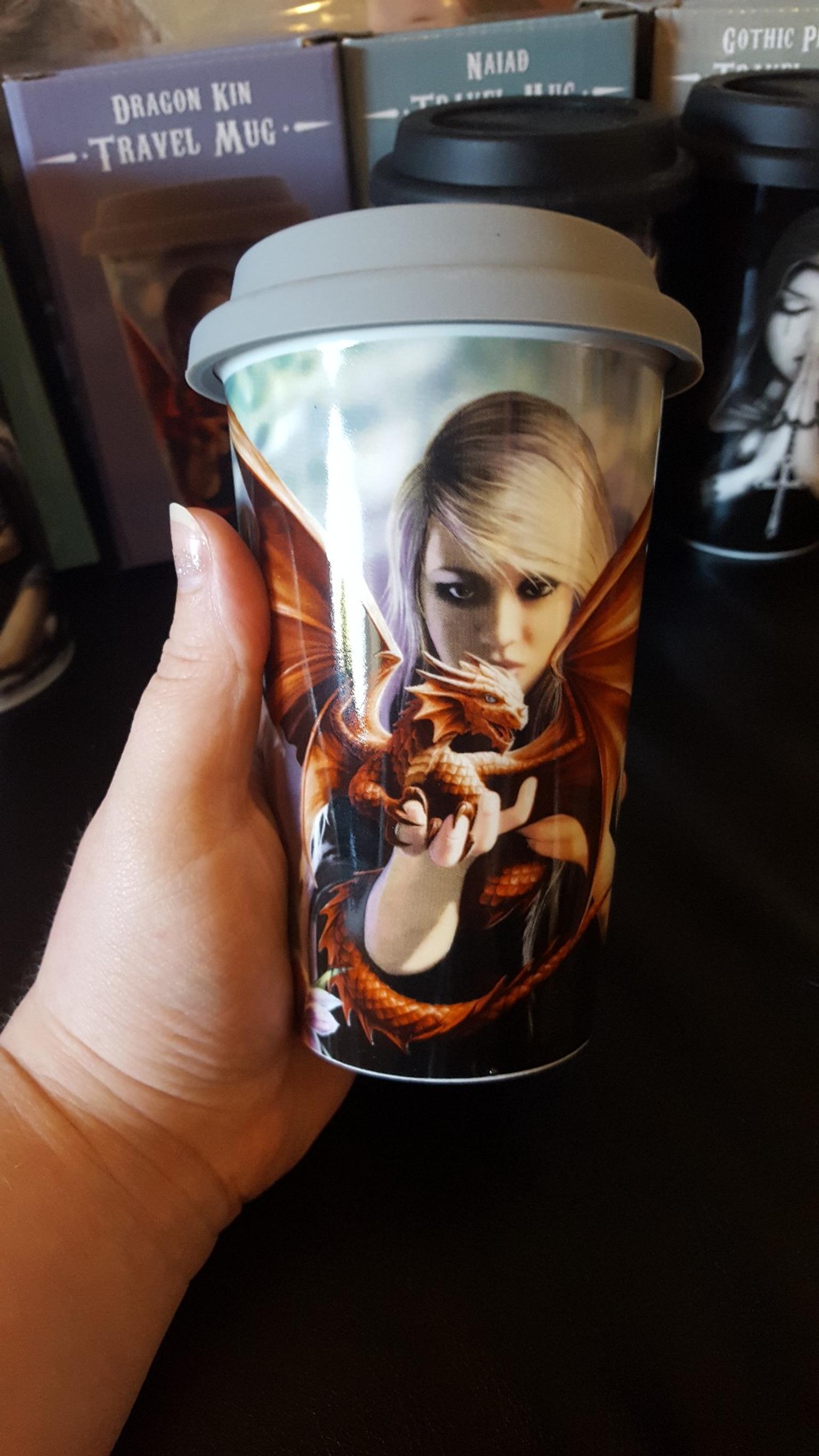 STUNNING NEW ANNE STOKES 'DRAGONKIN' CERAMIC TRAVEL MUG WITH INSULATED LID