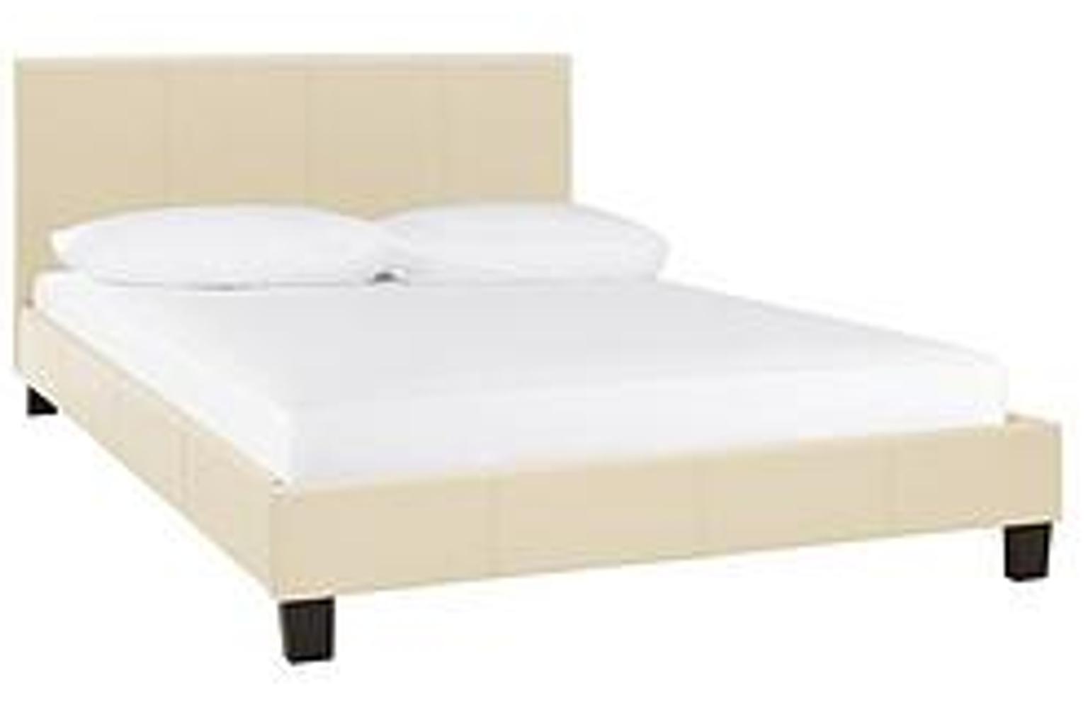 Esme Faux Leather Bed Frame Only, Cream Leather Bed Frame