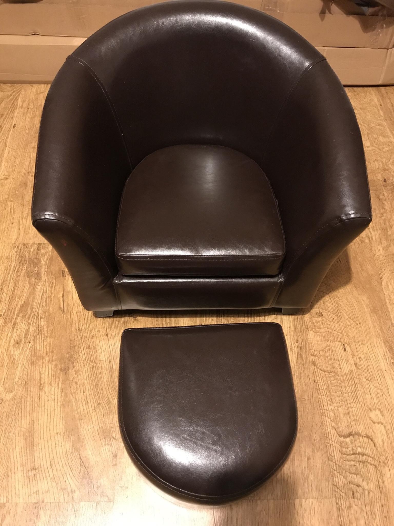 Dunelm Kids Faux Leather Tub Chair, Kids Brown Leather Chair