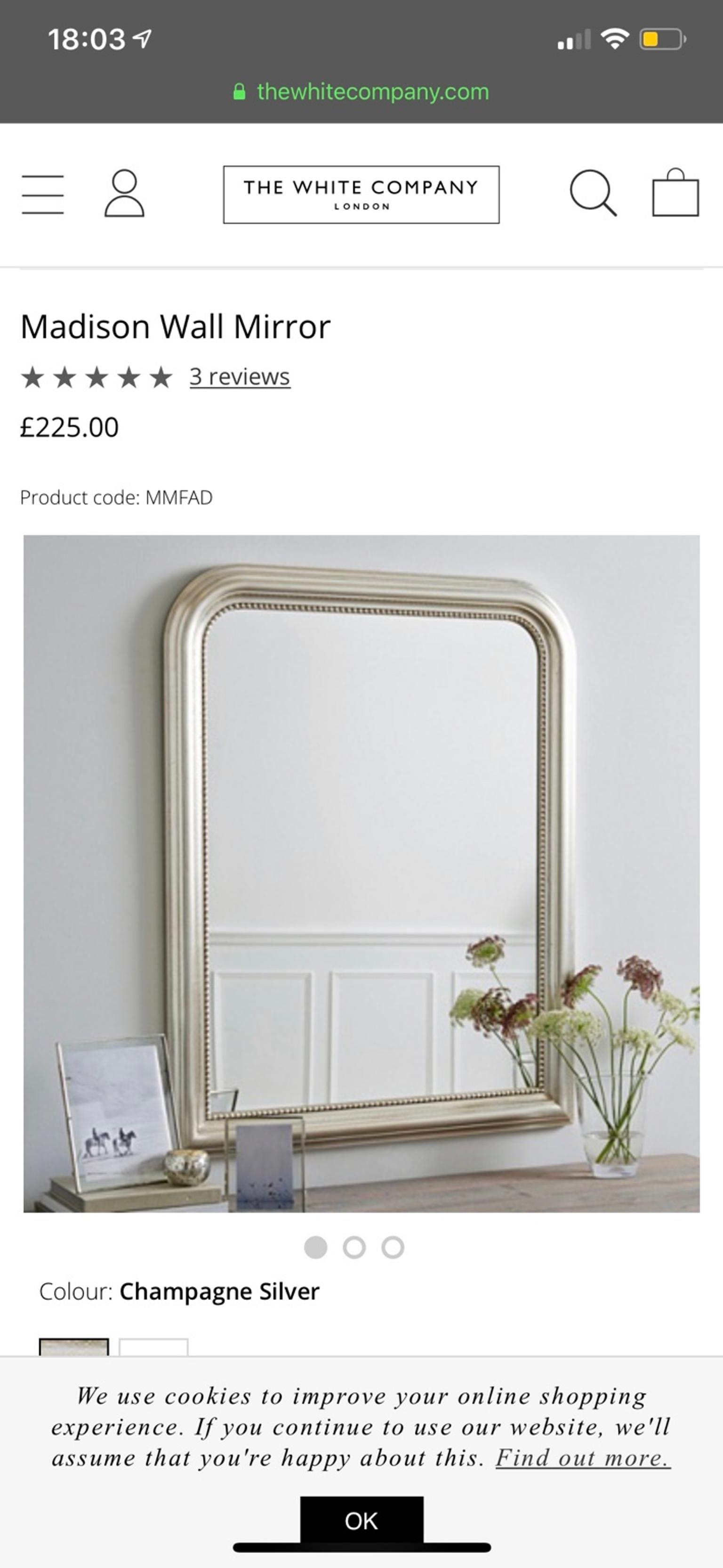 Silver Overmantle Mirror In Sw6 Fulham, White Company Over Mantle Mirror