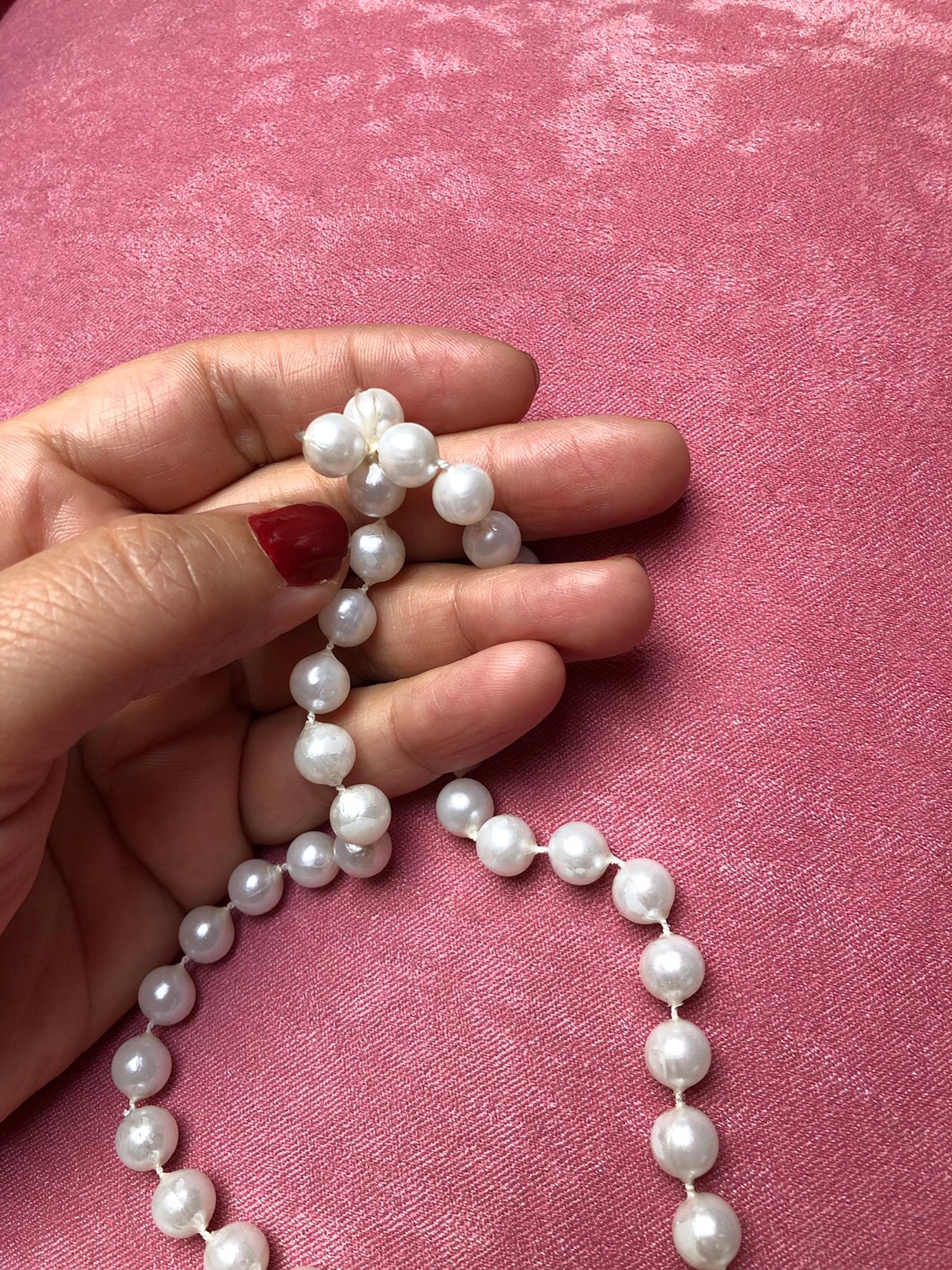 Schmuck Ketten Perlenketten S\u00fcsswasserperlenkette Vintage 40cm lang 