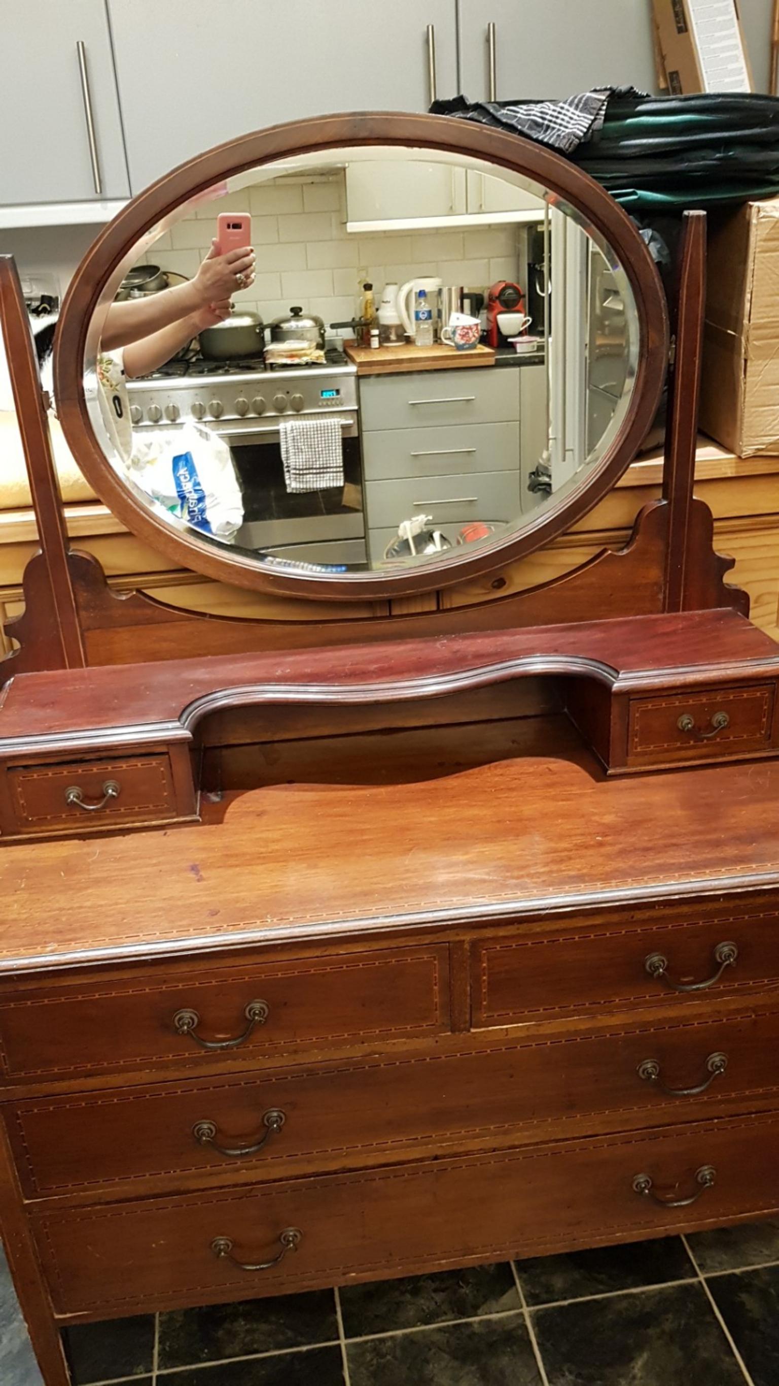 Vintage Dresser Soild Wood Detailed, Vintage Dresser Top Mirror