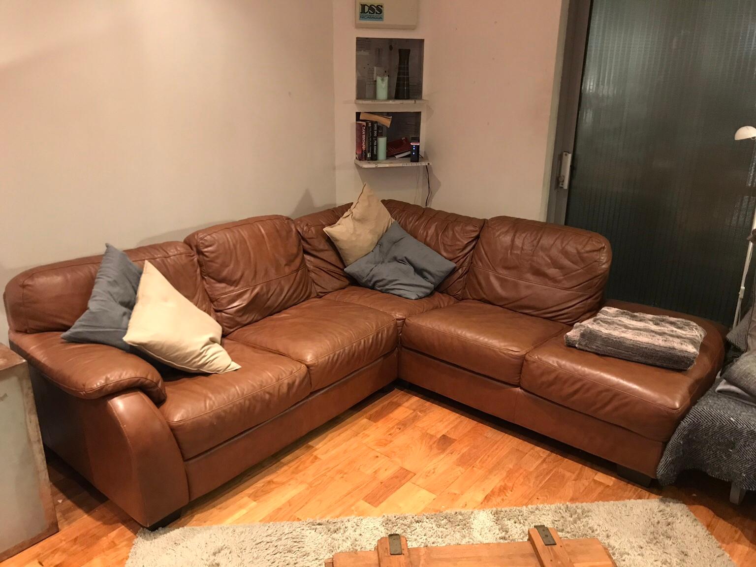 Brown Leather L Shaped Corner Sofa In, Leather L Sofa