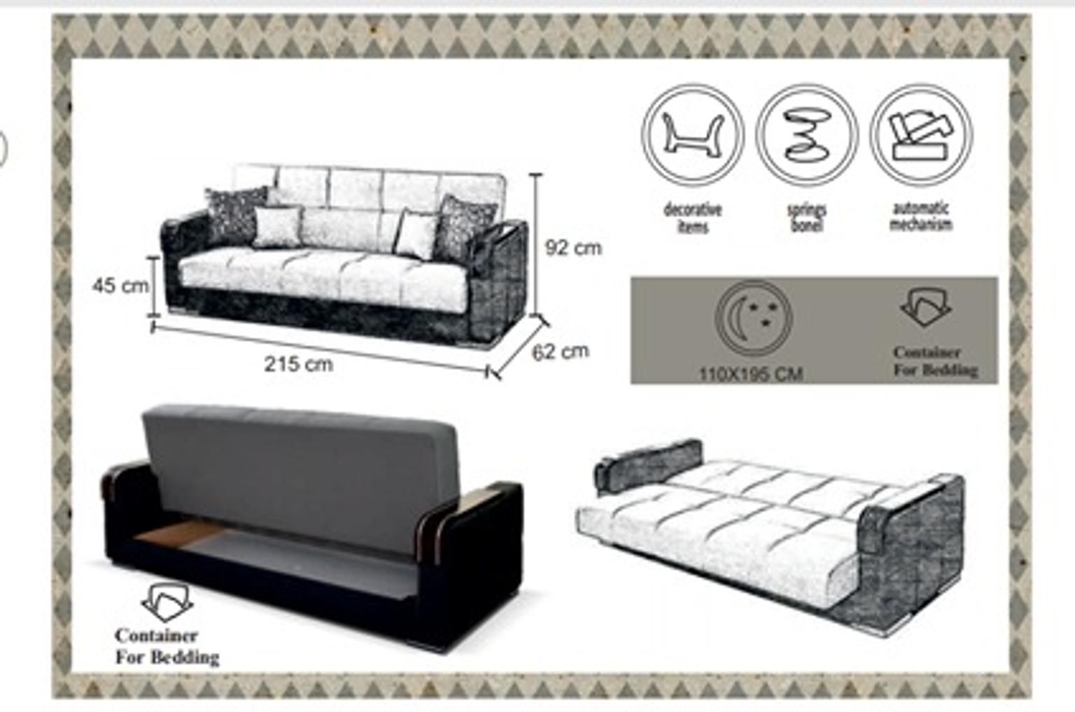 Fabric Malta 3 Seater Sofabed In E1 0ae, What Is The Length Of A 3 Seater Sofa Bed
