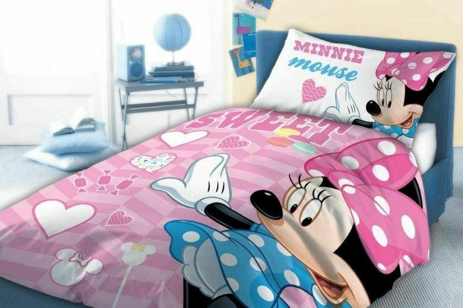 Disney Minnie Maus Kinder Baby Bettwäsche Kopfkissen Bettdecke Micky 100x135 cm 