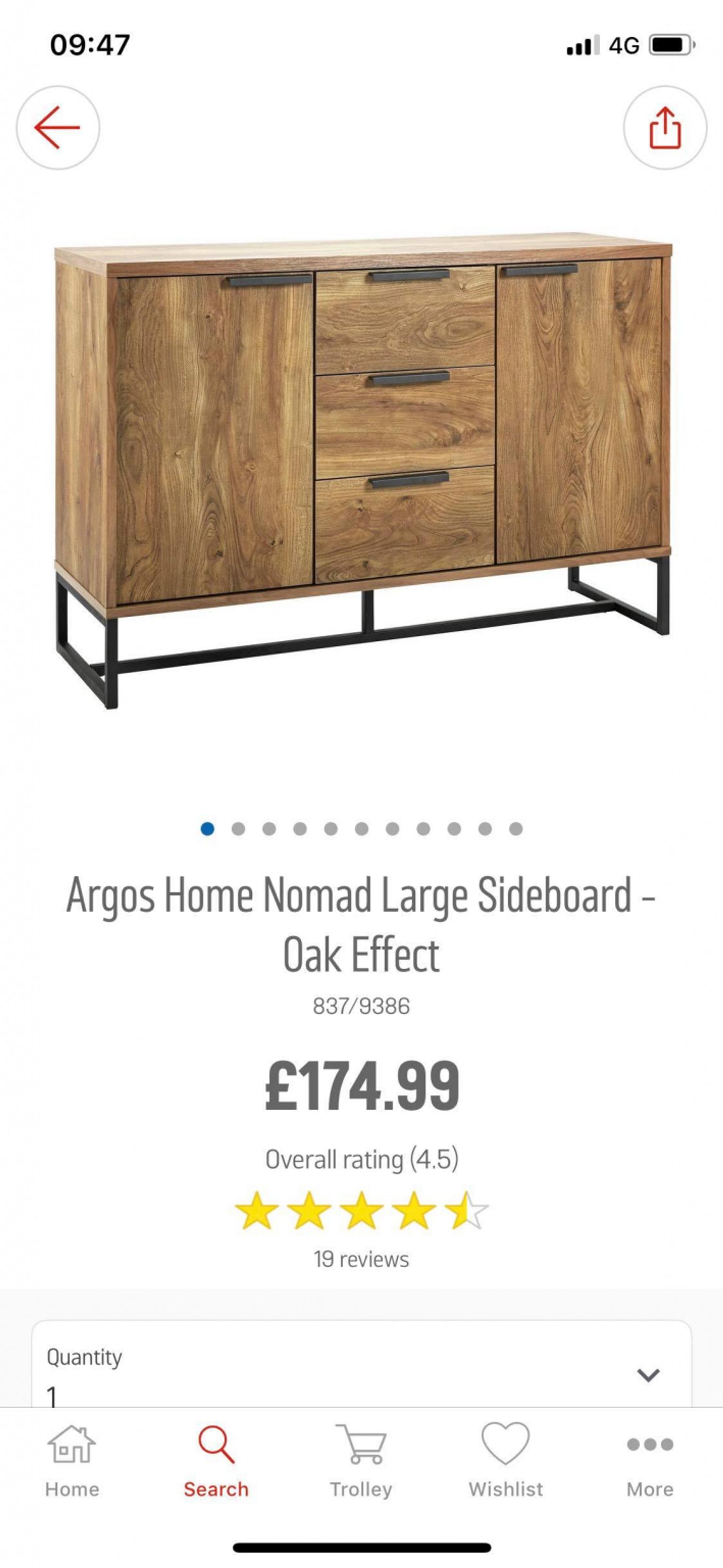 Argos Home Nomad Large Sideboard Oak Effect 