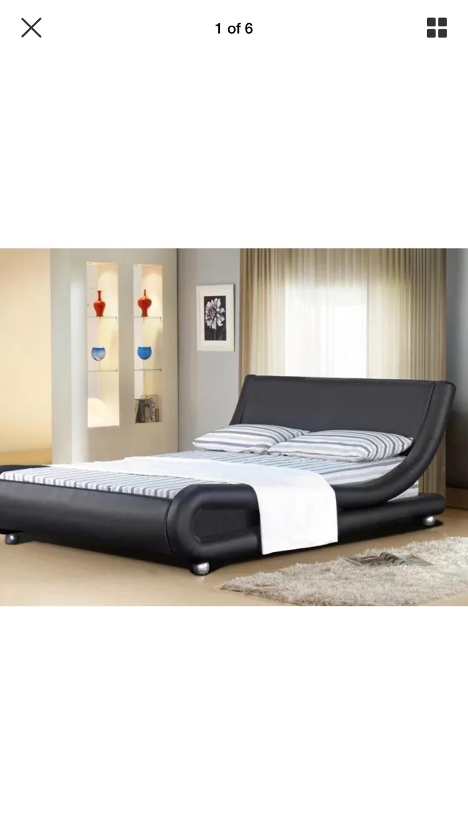 Double Bed Faux Leather Sleigh, Leather Sleigh Bed Double
