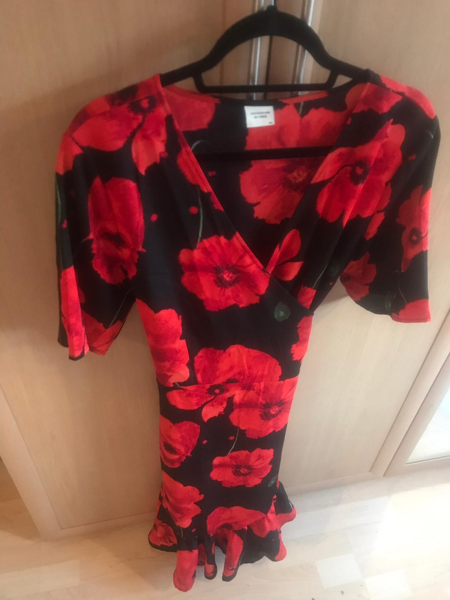 Red and Black Poppy Wrap Dress - Size ...