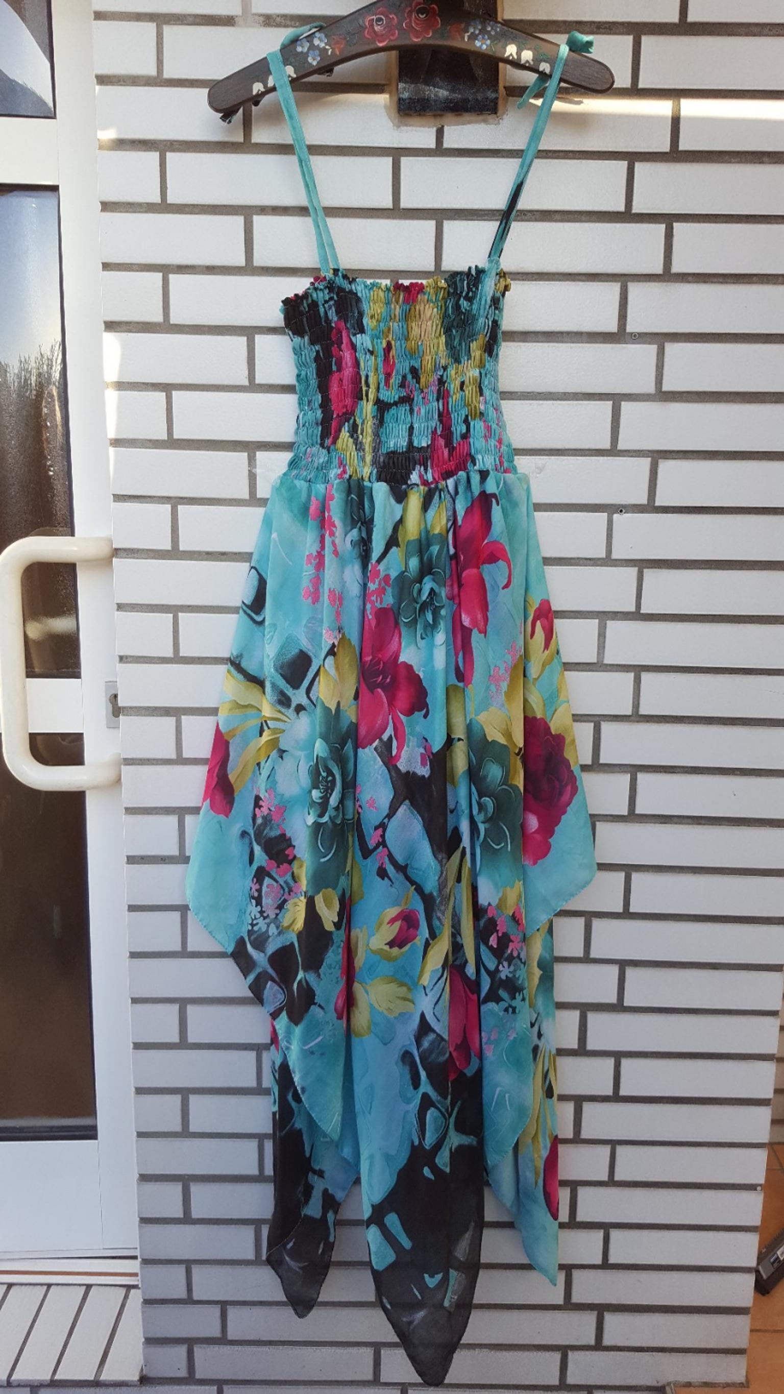 34-38 Sommerkleid mit Vario Arm im Blumen Kleid Design Italy  Einheitsgröße