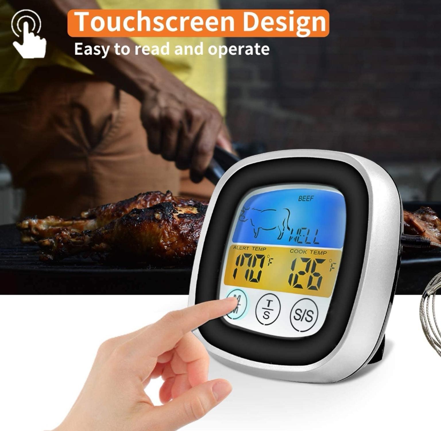 Digitales Grillfleisch Thermometer mit Timer Alarm für Grillbraten GENAU 