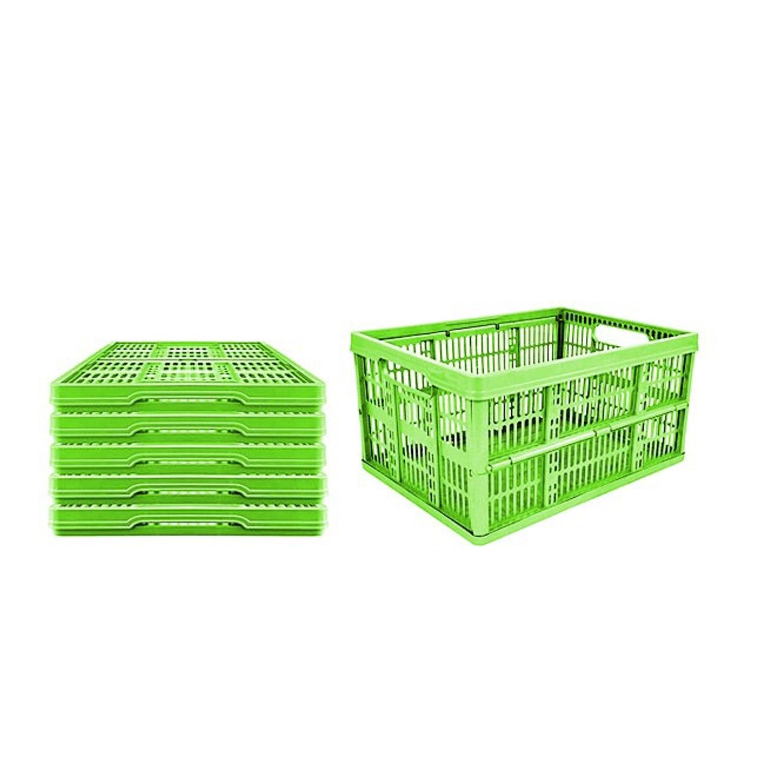32L Plastic Folding Storage Container Basket Crate Box Stack Foldable Portable